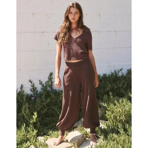 NWT Free People Nolan Sweater Set Matching Two Piece Pants Set Brown Small